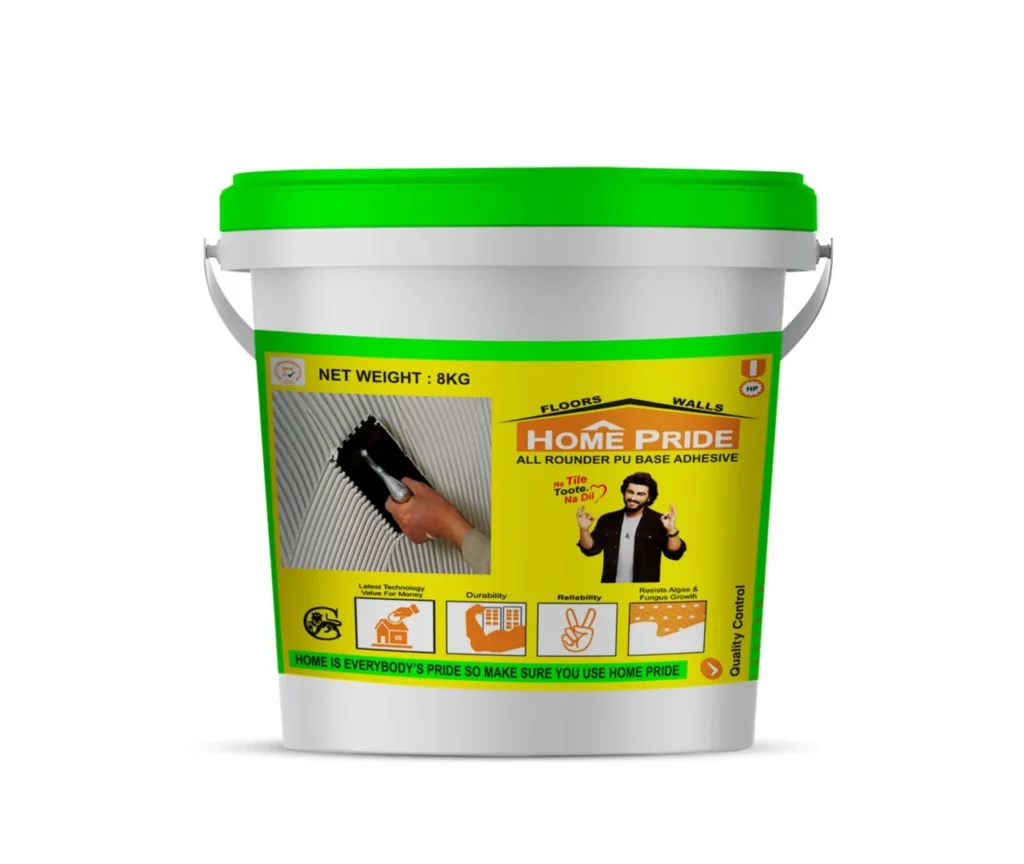 finished tile surface using tile adhesive chemical