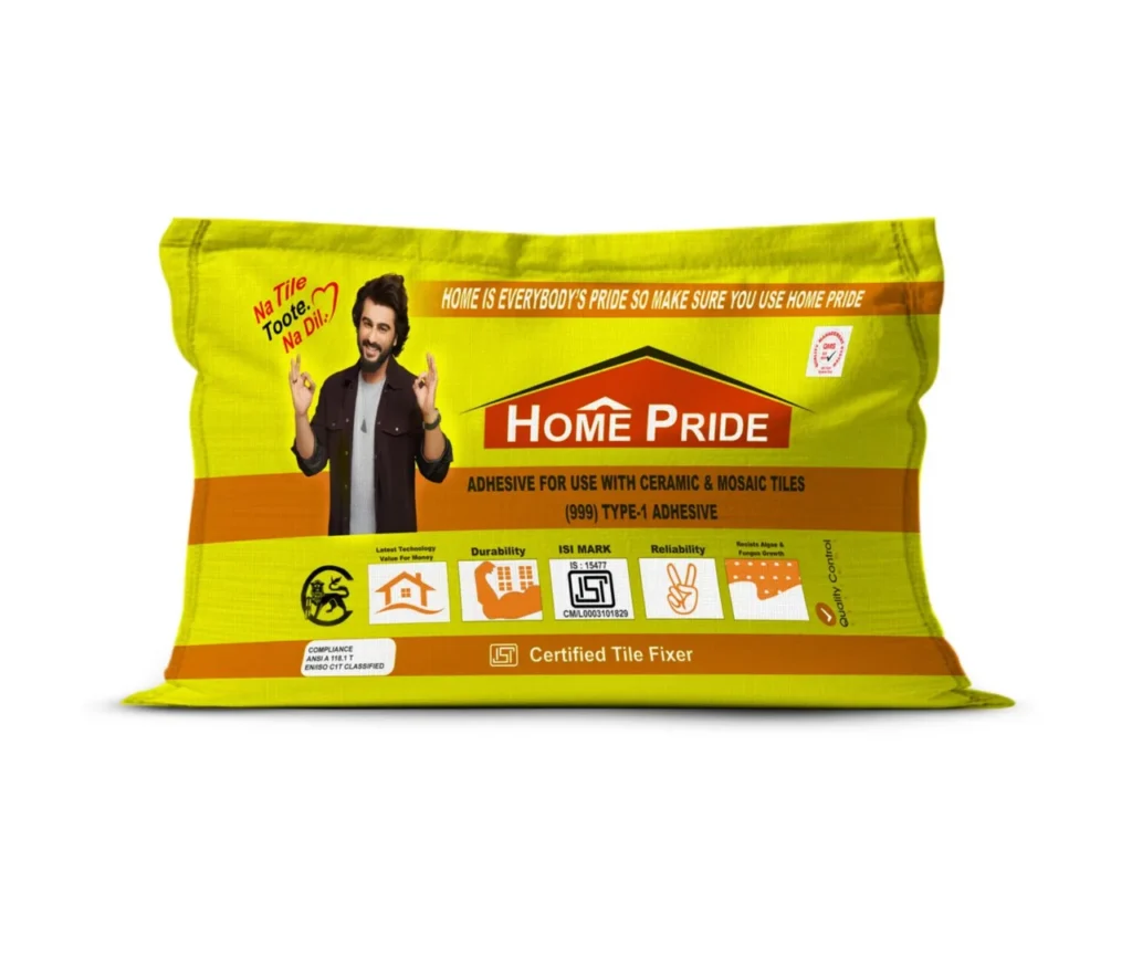 tile adhesive chemical application on floor tiles